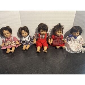 Vintage Vinyl Face Dolls Lot of 5 Collectible Dolls with Clothes